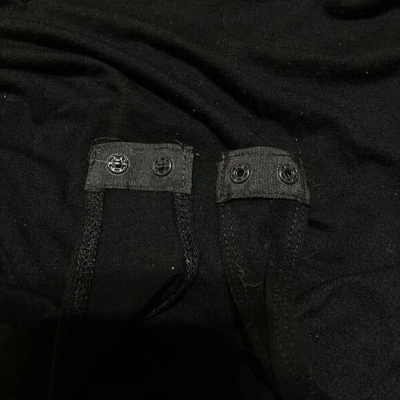 Asos Black Bodysuit Long Sleeve Thong Snap Closture Size 2 Stretch - Picture 4 of 6